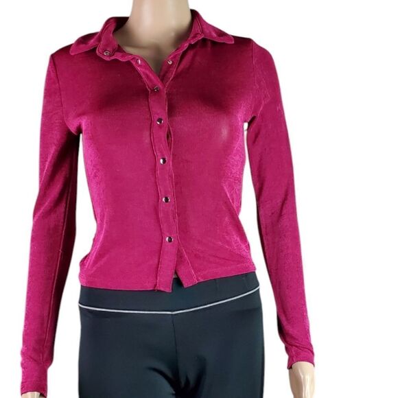 Princess Polly Raspberry Pink Cropped Blouse - Picture 1 of 6